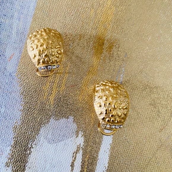 Gold Plated Earrings with Rhinestone - Picture 1 of 5